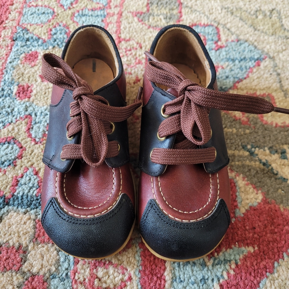 RARE VINTAGE 80s E.T. BUSTER BROWN SHOES NAVY BLUE AND BURGUNDY - Picture 3 of 7